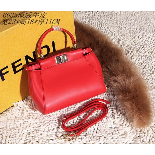 Fendi Peekaboo Bag Cuir Lisse FD6035 Rouge