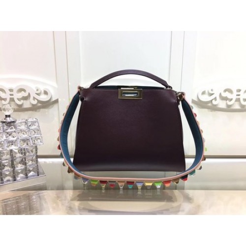 Fendi Peekaboo Bags Cuir d'origine F3659 Vin