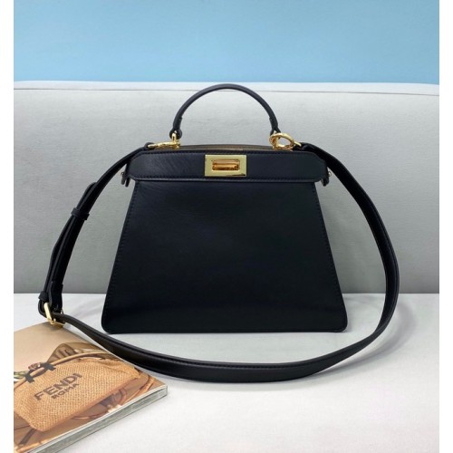 Fendi Peekaboo ISeeU sac en cuir MEDIUM 80011A noir