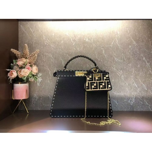 Fendi Peekaboo ISeeU MEDIUM sac en cuir F8637 noir