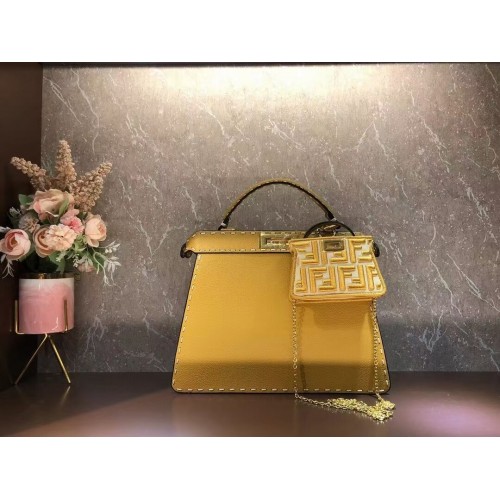 Fendi Peekaboo ISeeU MEDIUM sac en cuir F8637 jaune