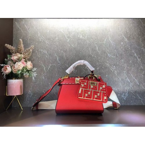 Fendi Peekaboo ISeeU Petit sac en cuir F8636 ROUGE