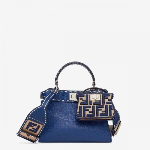 Fendi Peekaboo ISeeU Petit sac en cuir F8636 bleu