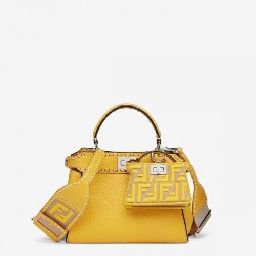 Fendi Peekaboo ISeeU Petit sac en cuir F8636 jaune