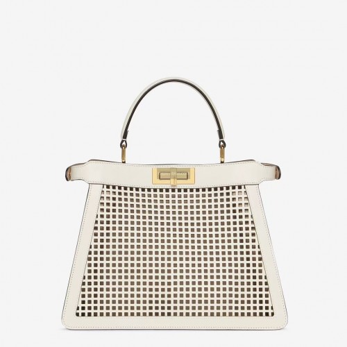 Fendi Peekaboo ISeeU sac en cuir perforé F1658 blanc