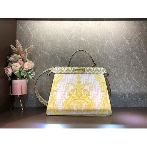 Fendi Peekaboo imprimé sac sac en soie F1951 rose