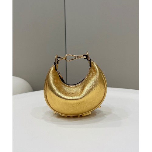 Fendi Praphy Original Cuir Grand FENDI Logo Mini Sac 80056S Or