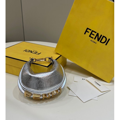 Fendi Praphy Original Cuir Grand FENDI Logo Mini Sac 80056S Argent