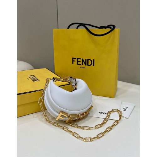 Fendi Praphy Original Cuir Grand FENDI Logo Mini Sac 80056S Blanc