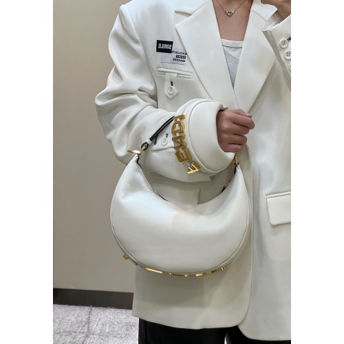 Fendi Praphy Original Sac en cuir avec gros logo 80056M Blanc