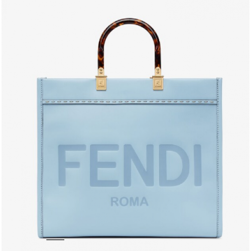 Fendi Sunshine Medium Shopper en cuir bleu clair 8BH386A