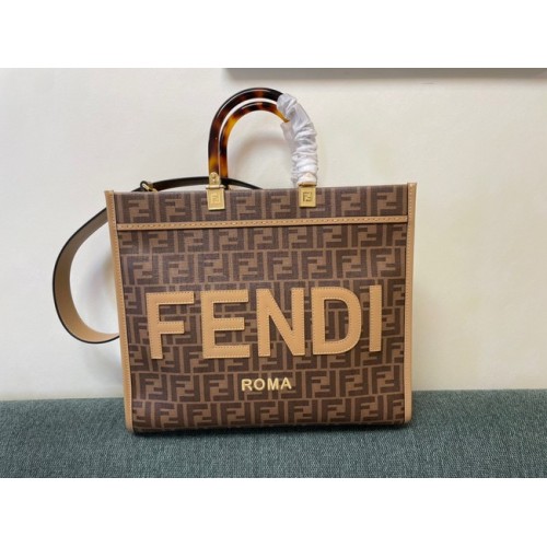Fendi Sunshine Medium shopper en cuir marron 8BH386