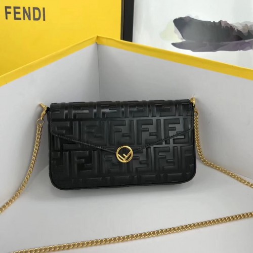 Fendi WALLET ON CHAIN WITH POUCHES mini-sac en cuir 8BS032 noir