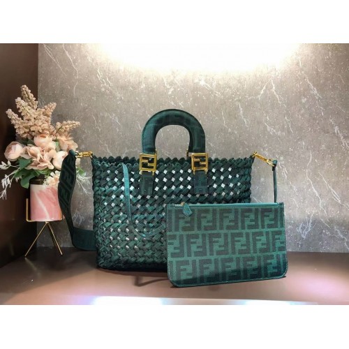 Fendi Weave Bag F6501 vert noirâtre