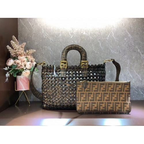 Fendi Weave Sac F6501 marron