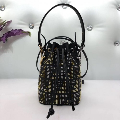 Fendi Mini sac à main en cuir 8BS010 noir