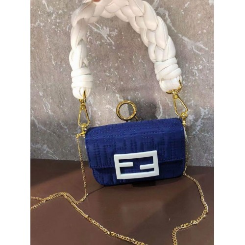 Fendi mini sac BAGUETTE en coton F6550 bleu
