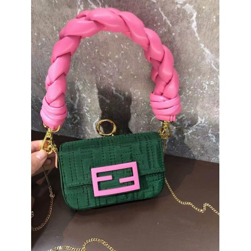 Fendi mini sac BAGUETTE en coton F6550 vert
