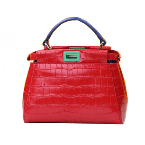 Fendi mini Peekaboo Sac Cuir Croco F520885 Rouge