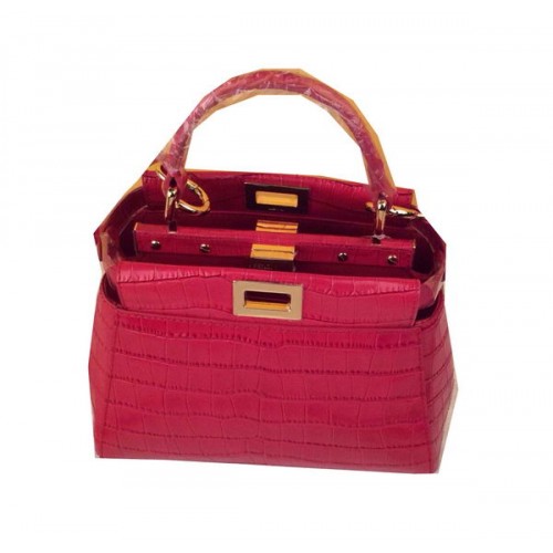 Fendi mini Peekaboo Sac Cuir Croco F520885 Rose