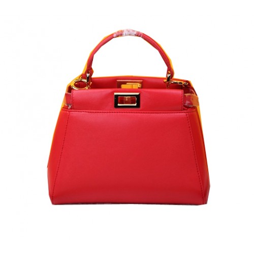 Fendi mini sac Peekaboo en cuir de mouton F520885 rouge