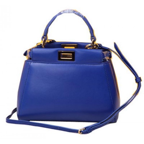 Fendi mini sac Peekaboo en cuir de mouton FD520885 bleu