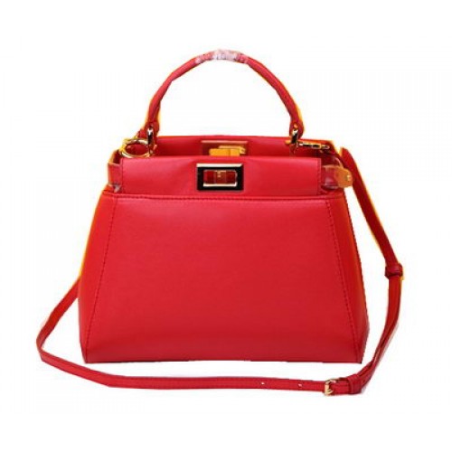 Fendi mini Peekaboo Sac en Cuir de Mouton FD520885 Rouge