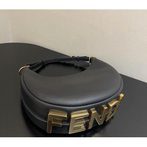 Fendi Praphy Original Cuir Grand Logo Sac 80056M Noir