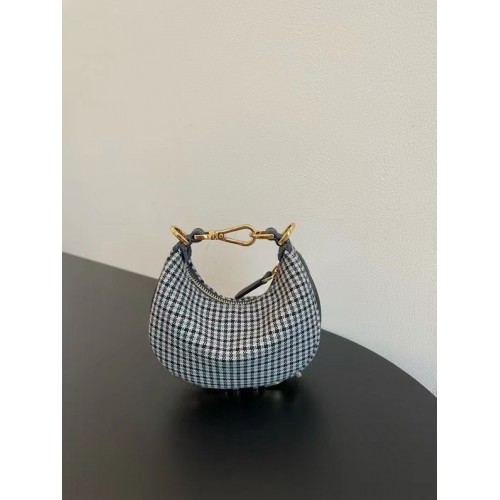 Fendigraphy Petit sac en cuir laminé doré 8BR798A noir&blanc