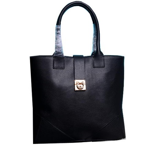 Ferragamo Sac fourre-tout moyen en cuir de veau 13725 Noir