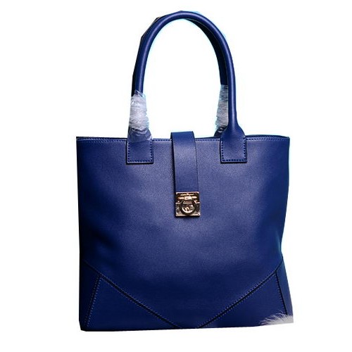 Ferragamo Sac fourre-tout moyen en cuir de veau 13725 Bleu