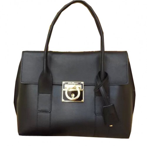 Ferragamo Sac fourre-tout moyen en cuir de veau SF0611 Noir