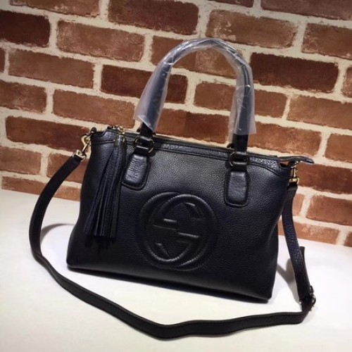 Gucci Sac à main en cuir de veau Soho 308362 Noir