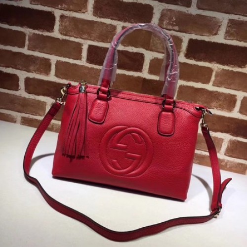 Gucci Sac à main en cuir de veau Soho 308362 Rouge