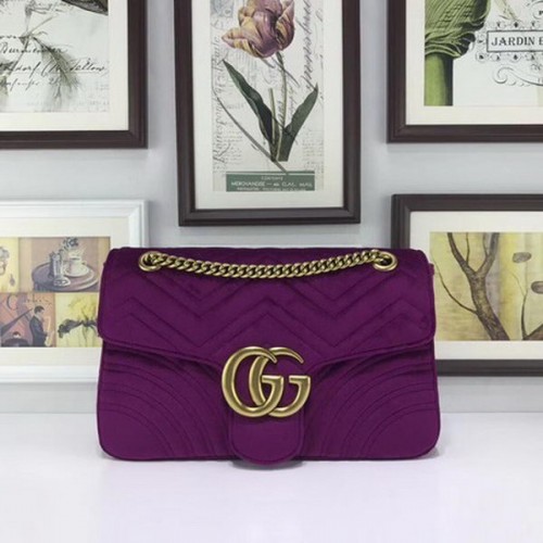 Gucci GG Marmont Brodé Velours Sac 443496 Violet