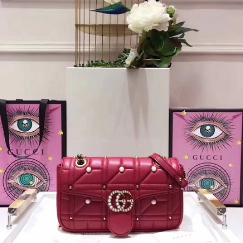 Gucci GG Marmont Petit sac à bandoulière Matelasse 443497 Rouge