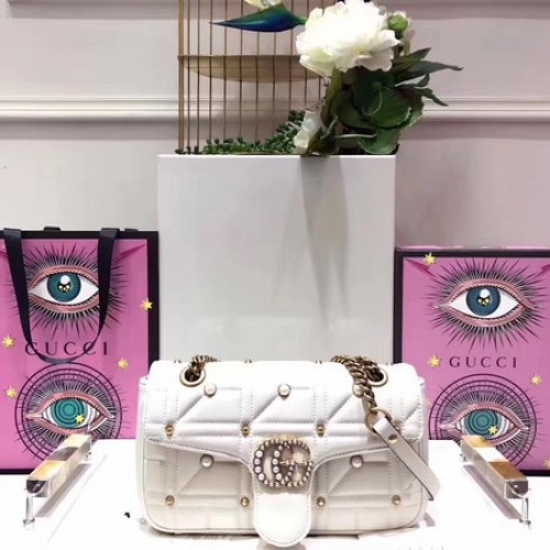 Gucci GG Marmont Petit sac à bandoulière Matelasse 443497 Blanc