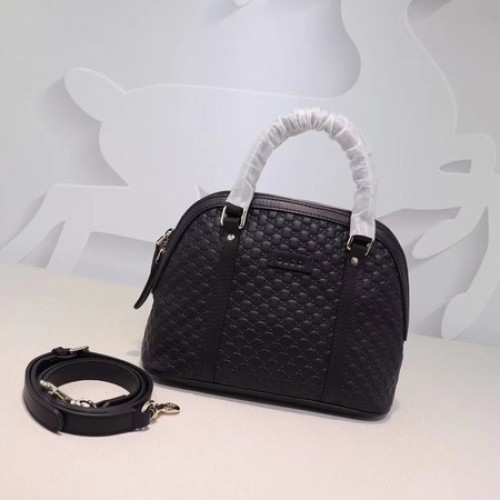 Gucci Signature Sac à main en cuir 449654 Noir