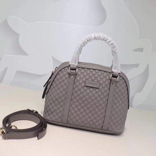 Gucci Signature Sac à main en cuir 449654 Gris