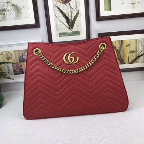 Gucci GG Marmont Medium Matelasse Sac à bandoulière 453569 Rouge