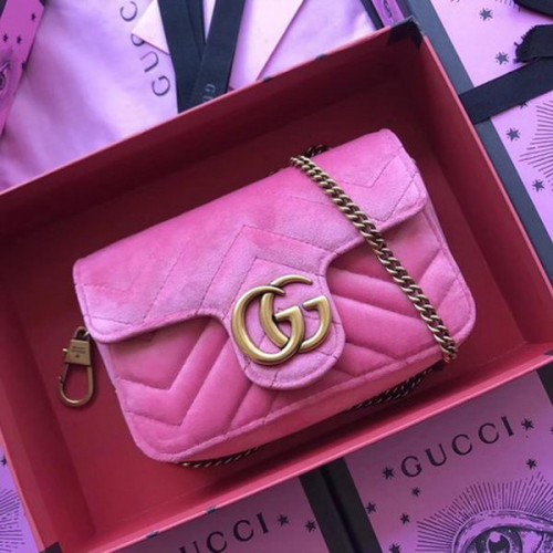 Gucci GG Marmont Velvet Super Mini Sac 476433 Rose