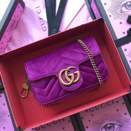 Gucci GG Marmont Velvet Super Mini Sac 476433 Violet