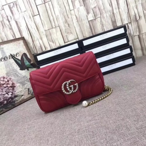 Gucci GG Marmont matelasse Mini Sac 476809 Rouge