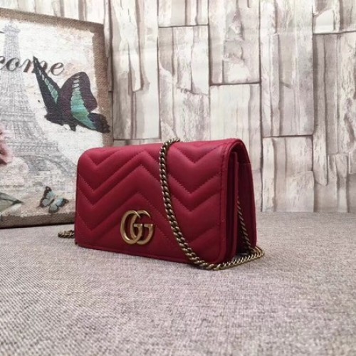 Gucci Mini sac en velours brodé GG Marmont 488426 Rouge