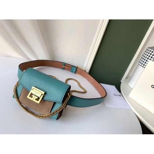 GIVENCHY GV3 mini sac banane en cuir et suède 1127 bleu