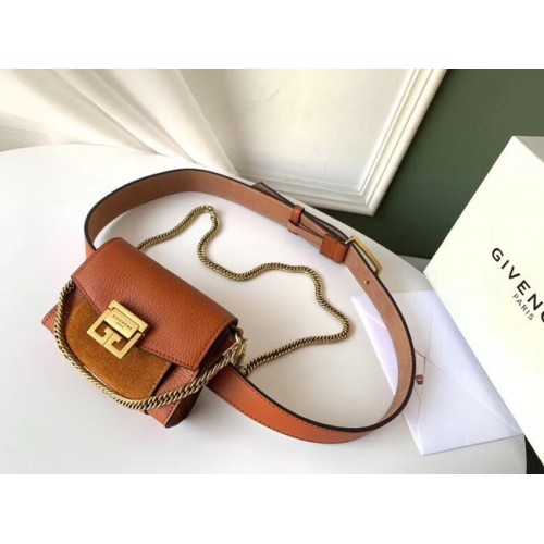 GIVENCHY GV3 mini sac banane en cuir et suède 1127 marron