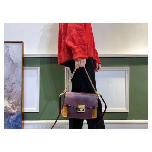 GIVENCHY GV3 sac bandoulière en cuir et suède 9989 Bordeaux