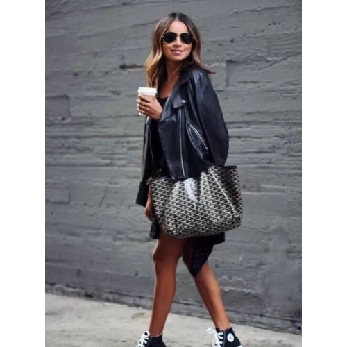 Goyard Sac cabas en cuir de veau 6783 Noir