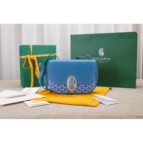 Goyard Sac bandoulière en cuir de veau 9967 bleu ciel
