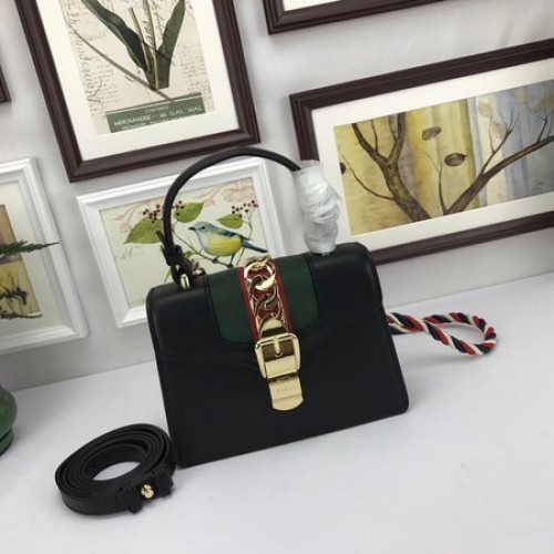 Gucci Sylvie Lather mini Sac 470270 Noir
